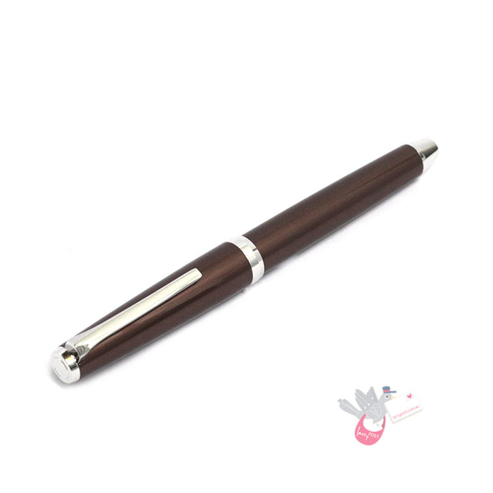 PILOT Metal Falcon Fountain Pen (14ct Gold Rhodium Plated Nib and Con-70) - Brown - Soft Fine Nib