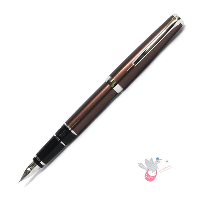PILOT Falcon Fountain Pen (14ct Gold Rhodium Plated Nib and Con-70 Converter) - Brown 