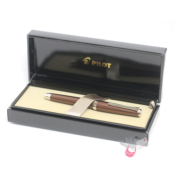 PILOT Metal Falcon Fountain Pen (14ct Gold Rhodium Plated Nib and Con-70) - Brown - Soft Fine Nib
