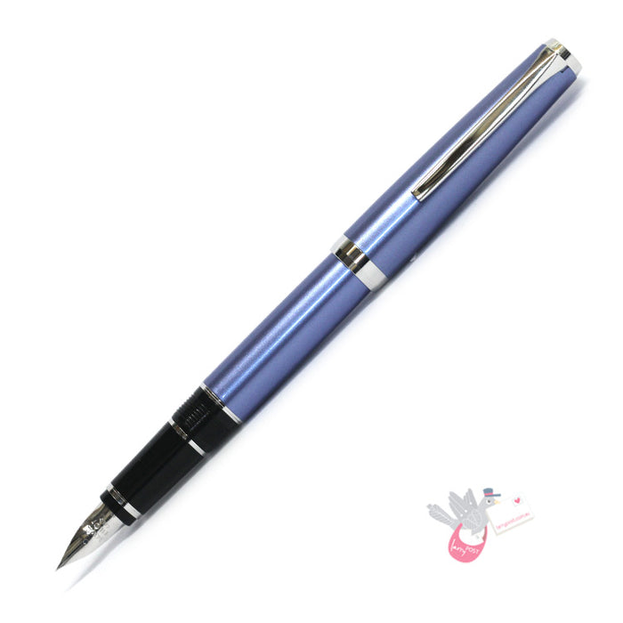 PILOT Falcon Fountain Pen (14ct Gold Rhodium Plated Nib and Con-70 Converter) - Light Blue - Soft Fine Nib