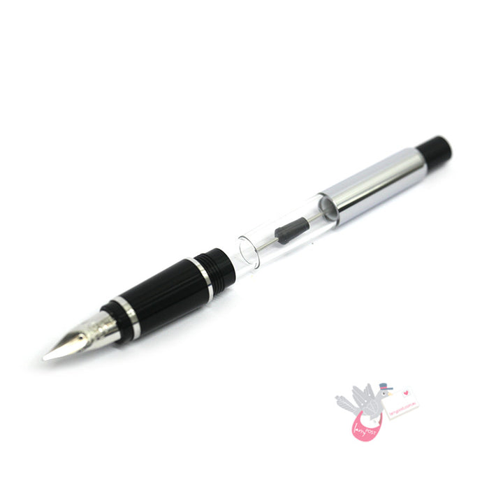 PILOT Metal Falcon Fountain Pen (14ct Gold Rhodium Plated Nib and Con-70) - Black - Soft Extra Fine Nib