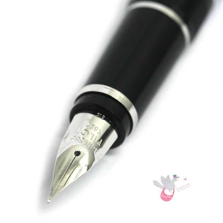 PILOT Metal Falcon Fountain Pen (14ct Gold Rhodium Plated Nib and Con-70) - Light Blue - Soft Medium Nib