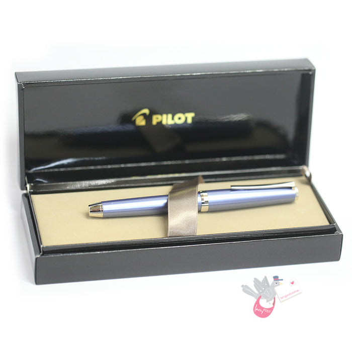PILOT Metal Falcon Fountain Pen (14ct Gold Rhodium Plated Nib and Con-70) - Light Blue - Soft Fine Nib