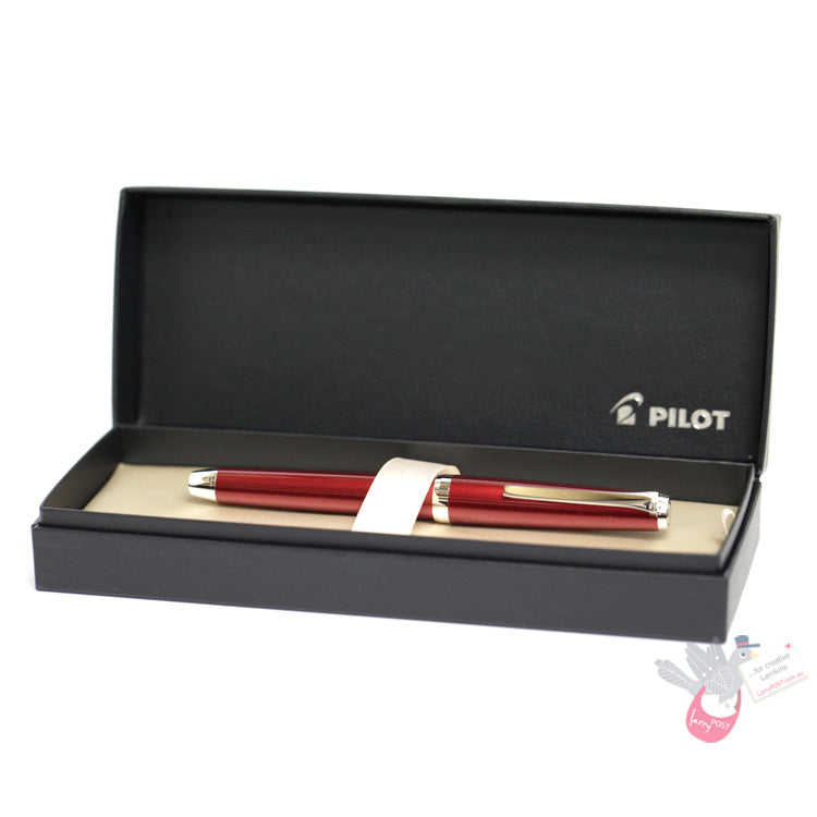 PILOT Metal Falcon Fountain Pen (14ct Gold Rhodium Plated Nib and Con-70) - Red - Soft Fine Nib