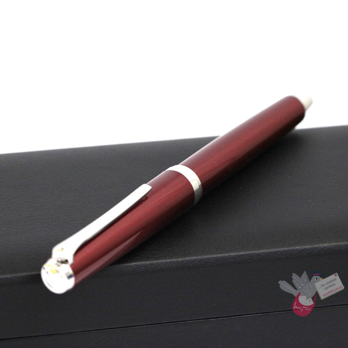 PILOT Metal Falcon Fountain Pen (14ct Gold Rhodium Plated Nib and Con-70) - Red - Soft Medium Nib