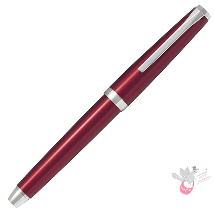 PILOT Metal Falcon Fountain Pen (14ct Gold Rhodium Plated Nib and Con-70 Converter) - Red - Soft Medium Nib