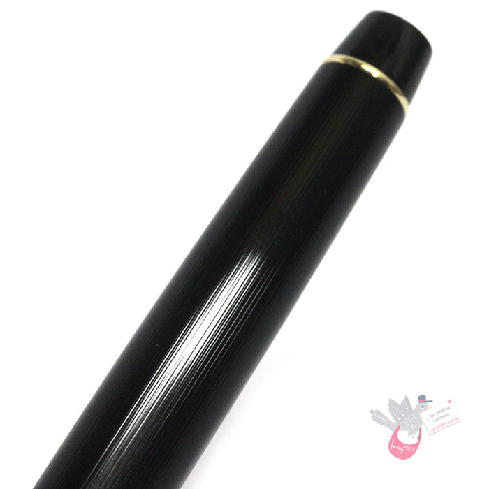 PILOT Justus 95 Fountain Pen (14ct Gold Adjustable Nib and Con-70) - Pinstripe Design - Black - Fine Nib