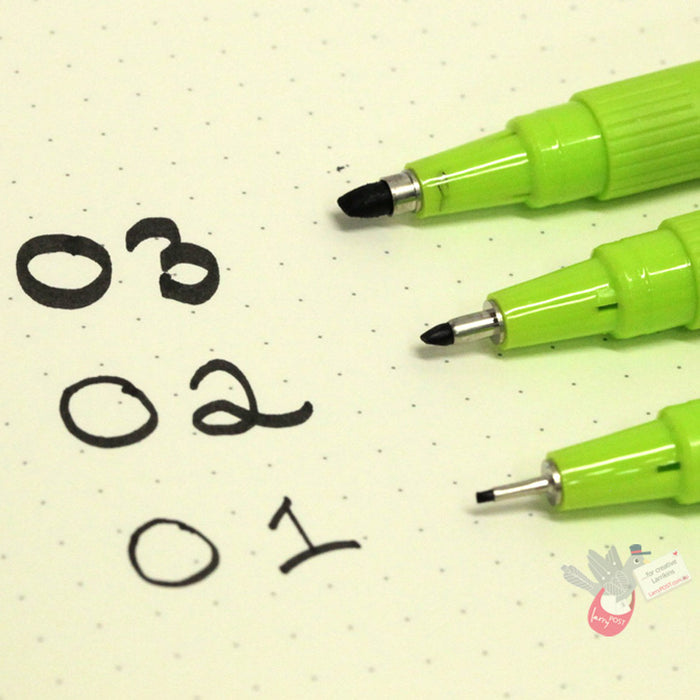 PILOT Lettering Pen - Black - 3 Pack (0.1mm. 2.0mm, 3.0mm)