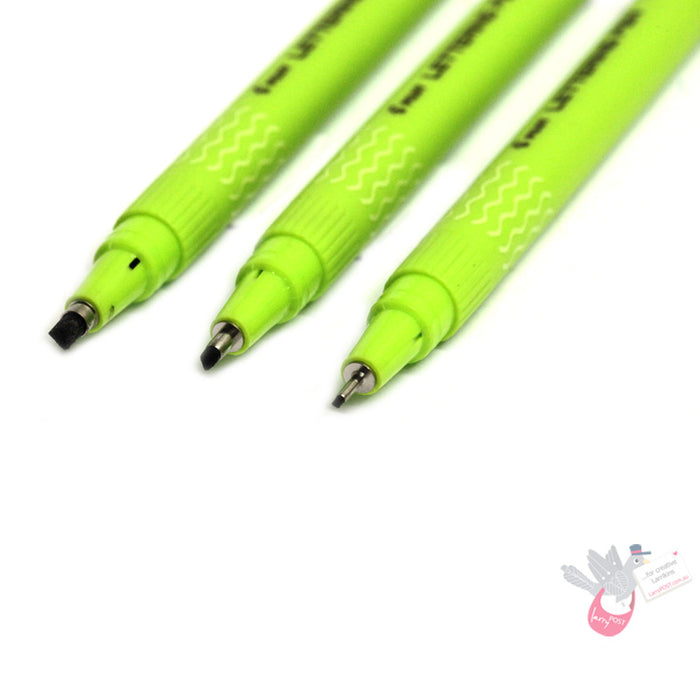 PILOT Lettering Pen - Black - 3 Pack (0.1mm. 2.0mm, 3.0mm)