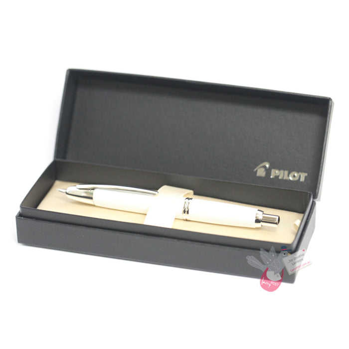 PILOT Capless (Vanishing Point) Fountain Pen (18ct Gold Rhodium Plated Nib & Con-40 Converter) - White - Medium