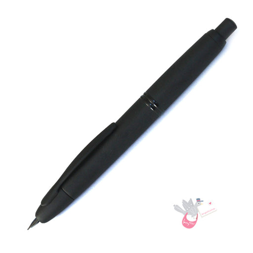 PILOT Capless (Vanishing Point) Fountain Pen (18ct Gold Black Plated Nib & Con-50 Converter) - Matte Black - Medium