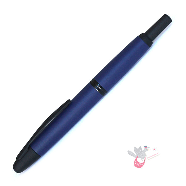 PILOT Capless (Vanishing Point) Fountain Pen (18ct Gold Black Plated Nib & Con-40 Converter) - Matte Blue - Medium