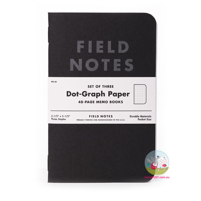FIELD NOTES Pitch Black - Set of 3 - Pocket (A6 9 x 14cm) - Dot Grid
