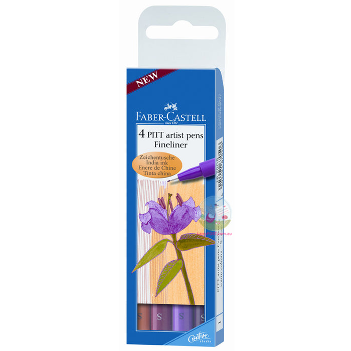 FABER-CASTELL PITT Artist Pen Warm Colours - Set of 4 - Fine