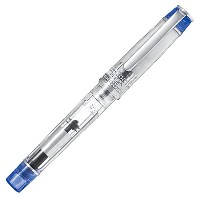 PILOT Prera Demonstrator Fountain Pen - Clear/Blue - Cursive Medium (CM) Italic Nib (includes con-40 converter)