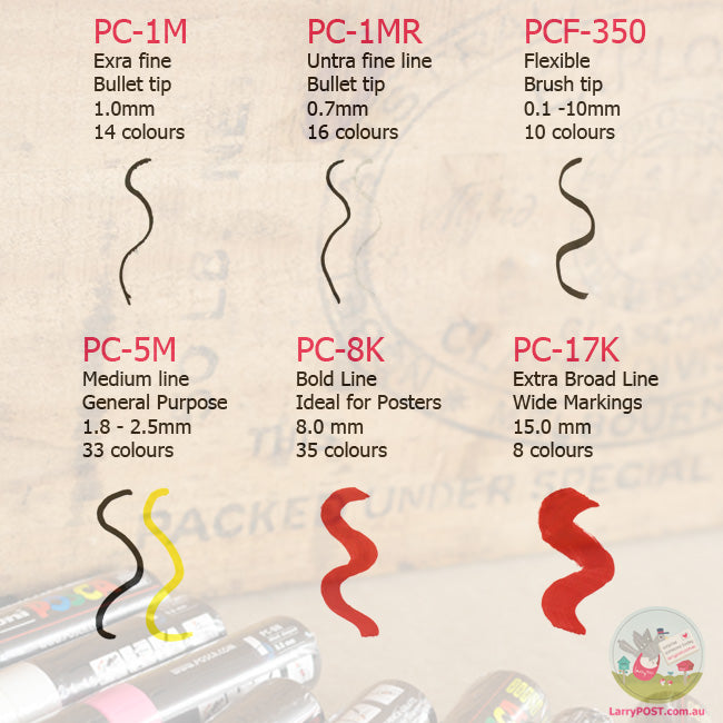 POSCA Paint Marker - 15mm Chisel (PC-17K) for posters / signs - 8 Colours Available