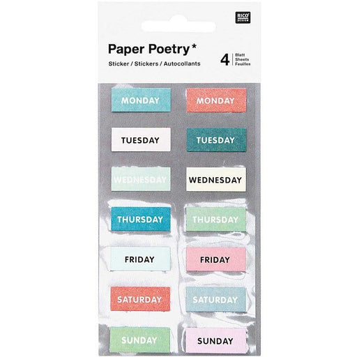 PAPER POETRY Weekday Sticker Sheets - Green Set