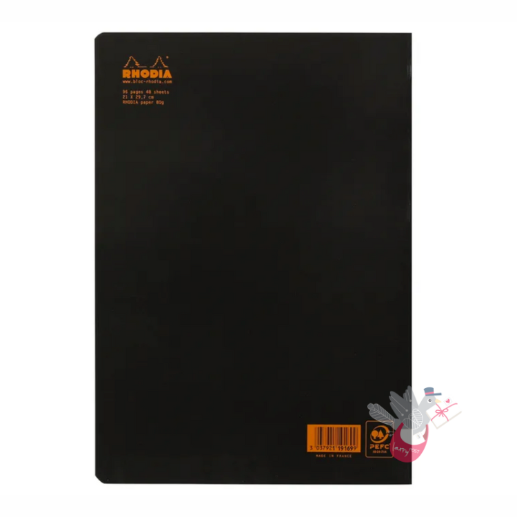 RHODIA Side-Stapled Notepad - Black - A4 - Ruled