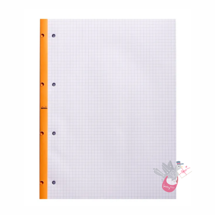 RHODIA Side-Stapled Pad with 4 Holes - Orange - A4 - Grid