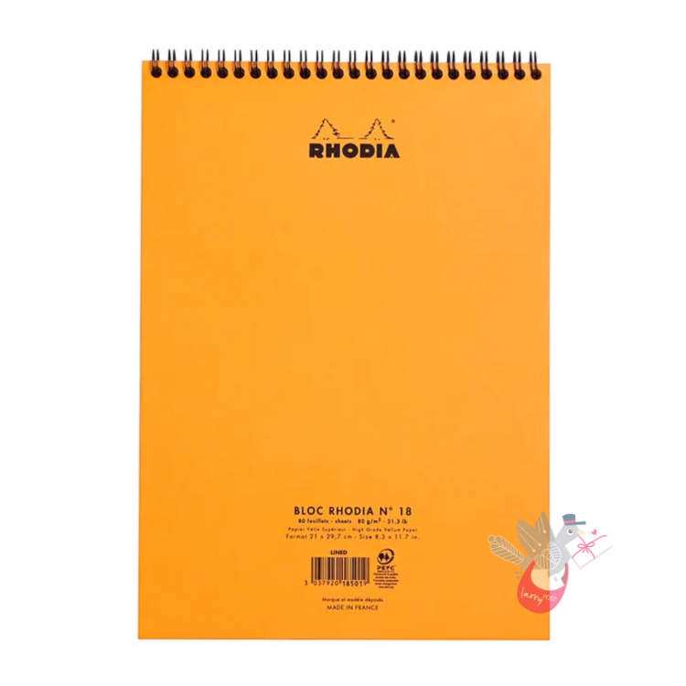 RHODIA No. 18 Wirebound Pad - Orange - A4 - Grid