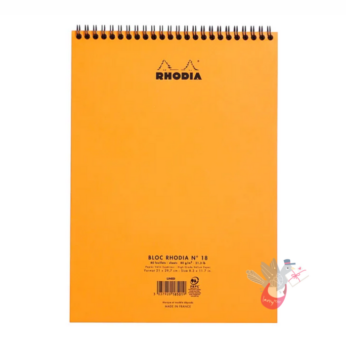 RHODIA No. 18 Wirebound Pad - Orange - A4 - Grid