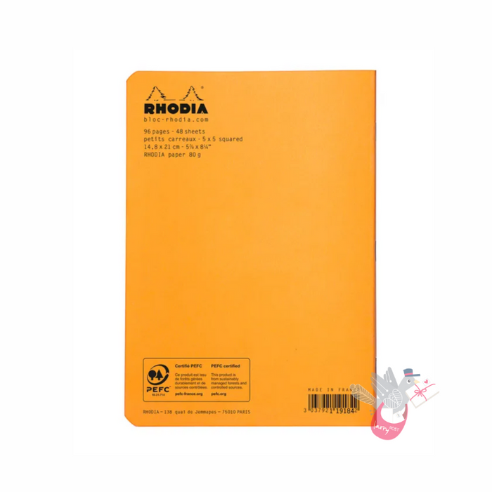 RHODIA Side-Stapled Notepad - Orange - A5 - Grid
