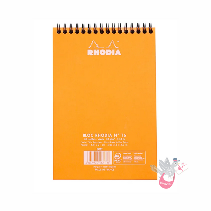 RHODIA No. 16 Wirebound Pad - Orange - A5 - Dotted