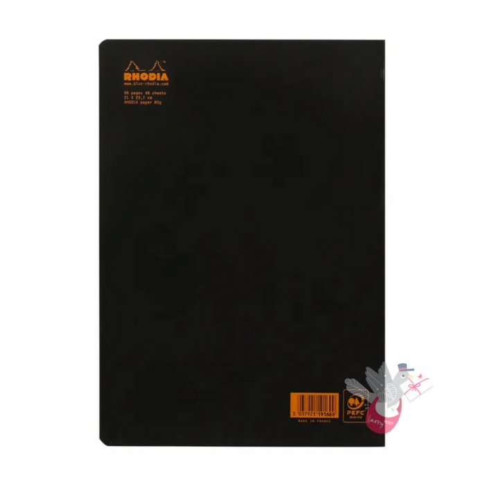 RHODIA Side-Stapled Notepad - Black - A4 - Dotted
