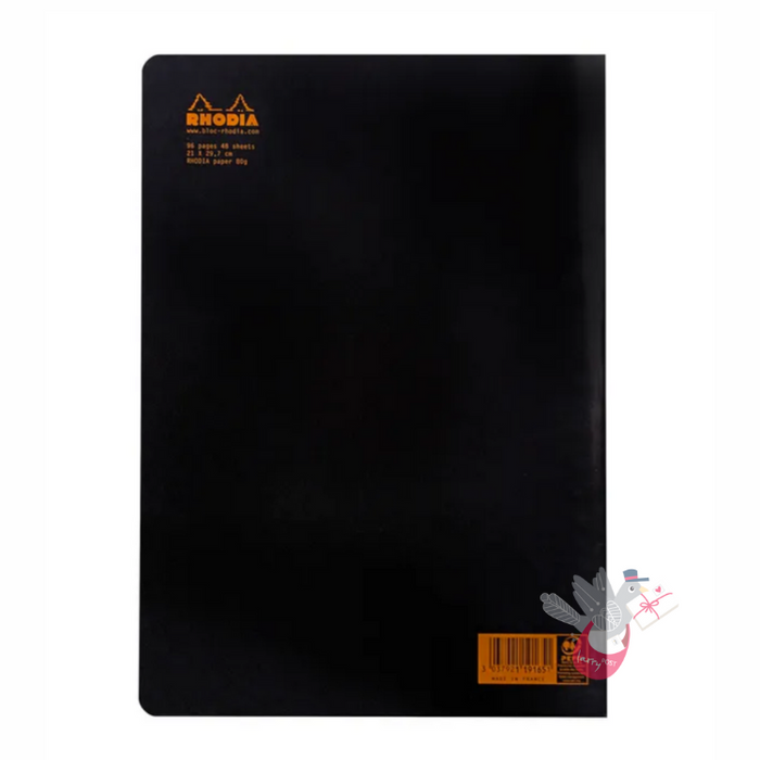 RHODIA Side-Stapled Notepad - Black - A4 - Grid