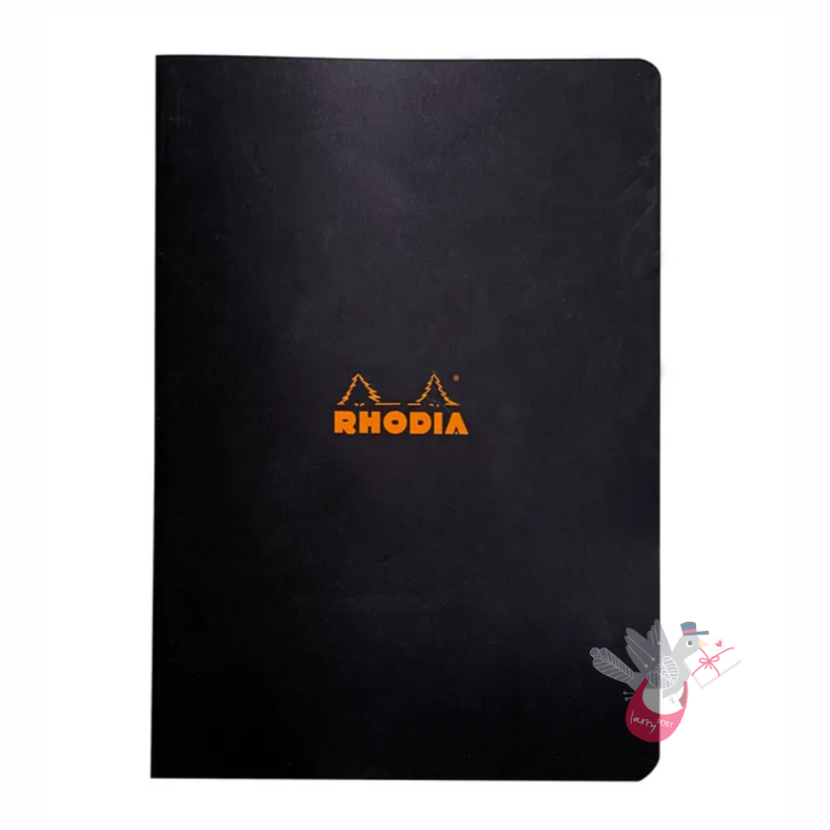 RHODIA Side-Stapled Notepad - Black - A4 - Grid