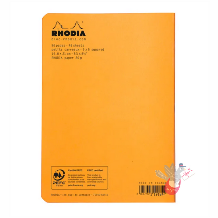 RHODIA Side-Stapled Notepad - Orange - A4 - Grid