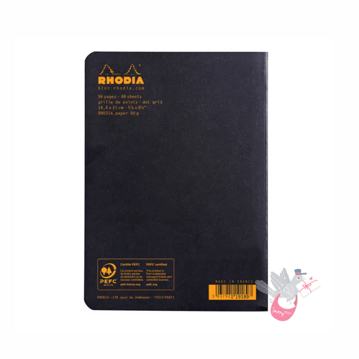 RHODIA Side-Stapled Notepad - Black - A5 - Ruled