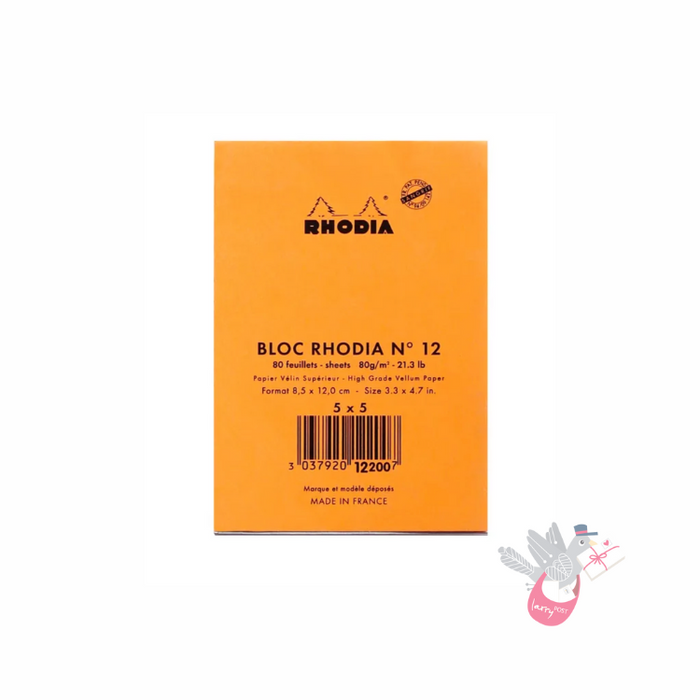 RHODIA No. 12 Top-Stapled Pad - Orange - Pocket - Grid