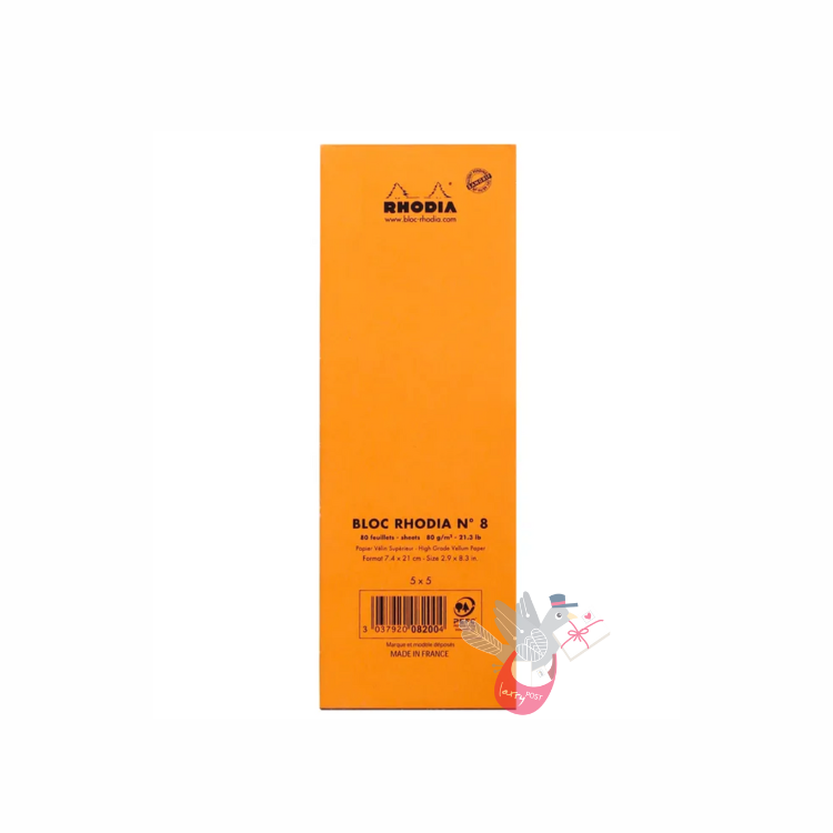 RHODIA No. 8 Top-Stapled Pad - List - Orange - Grid