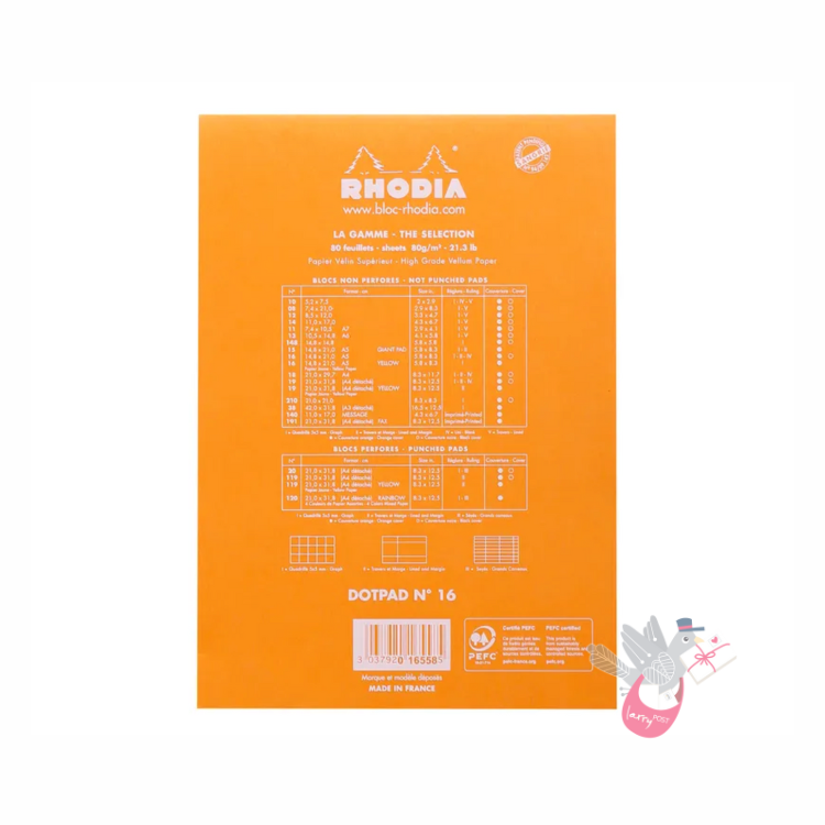 RHODIA No. 16 Top-Stapled Pad - Orange - A5 - Dotted