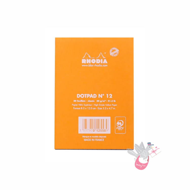 RHODIA No. 12 Top-Stapled Pad - Orange - Pocket - Dotted