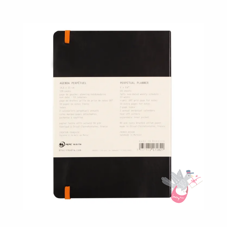 RHODIA Rhodiarama 365 Perpetual Undated Planner - Soft Cover - A5 - Black