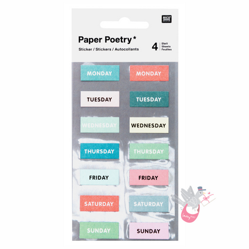 PAPER POETRY Weekday Sticker Sheets - Green Set