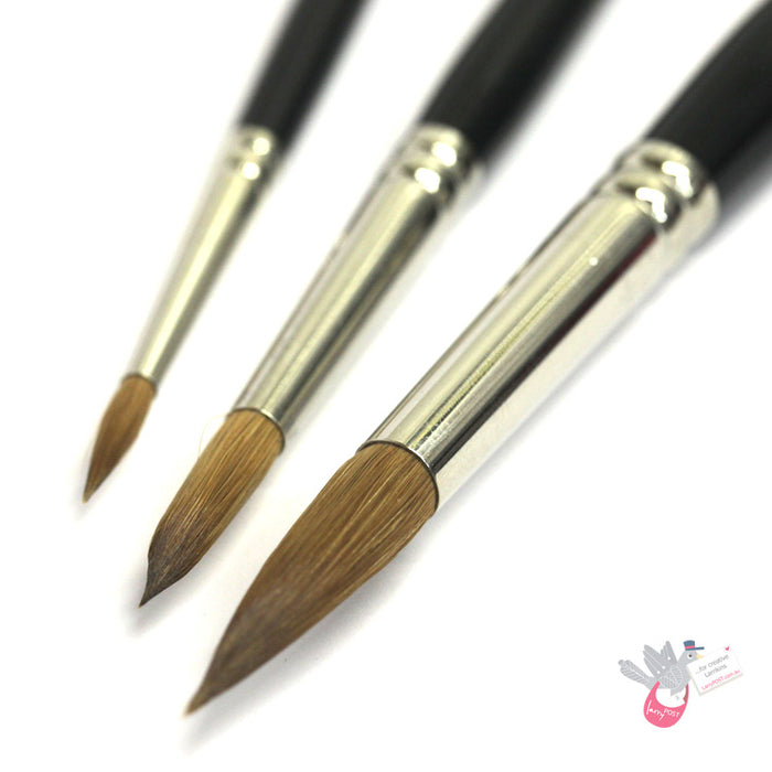 ROSEMARY & CO - Set 50 - Series 33 Kolinsky Watercolour Brushes (Size 4, 8, 12)