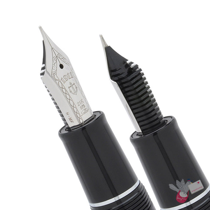 SAILOR 1911 Classic - Large Series (21K gold rhodium plated nib & Converter) - Black/Rhodium - Broad