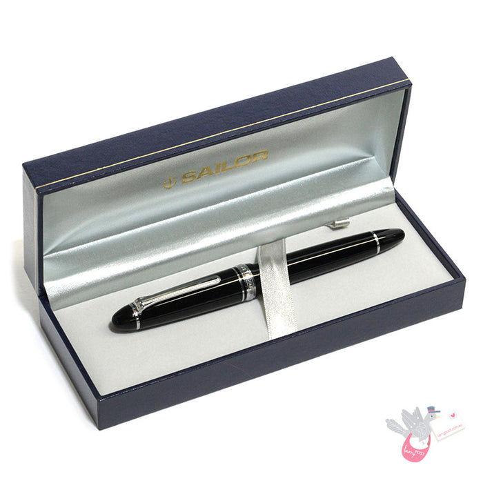SAILOR 1911 Classic - Large Series (21K gold rhodium plated nib & Converter) - Black/Rhodium - Broad