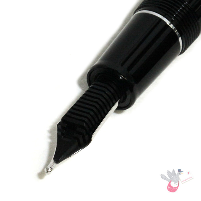 SAILOR 1911 Classic - Large Series (21K gold rhodium plated nib & Converter) - Black/Rhodium - Broad