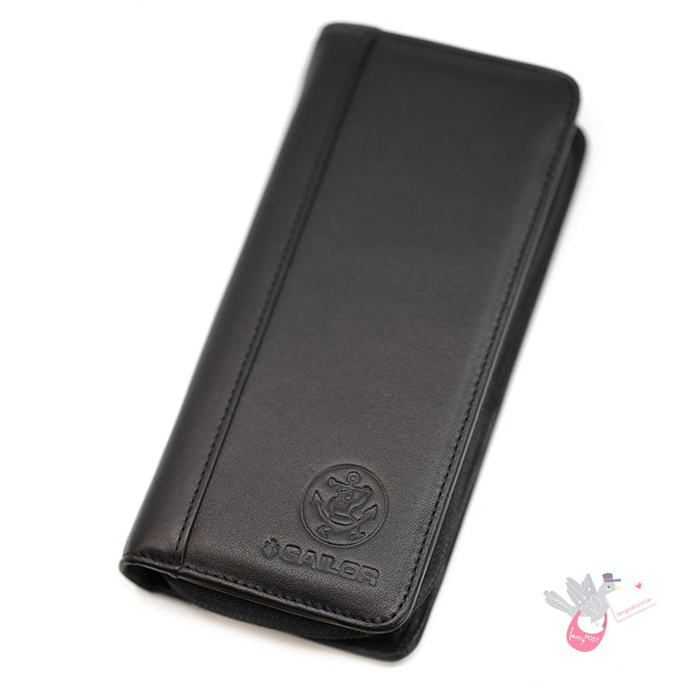 SAILOR Leather Pen Case - 3 Pens - Black