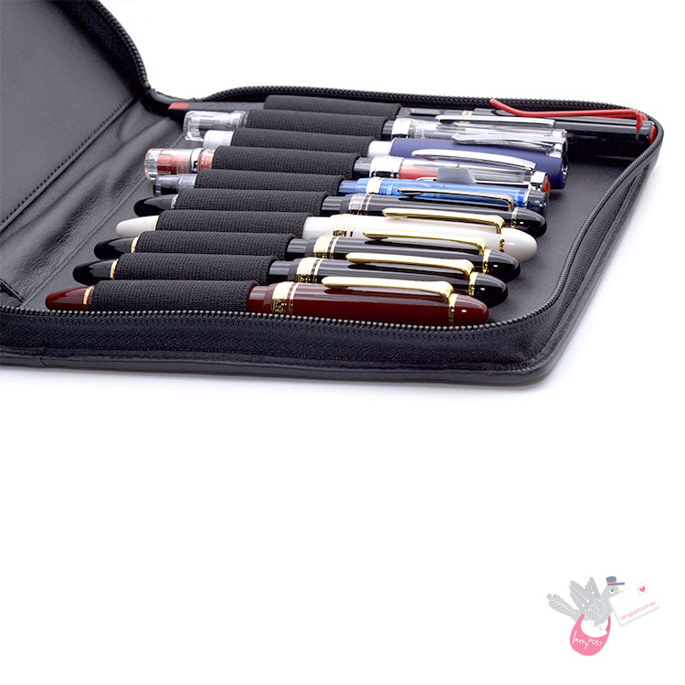 SAILOR Leather Pen Case - 10 Pens - Black