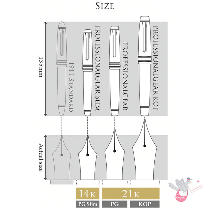SAILOR Professional Gear King of Pen (21K gold nib & Converter) - Black/Rhodium - Medium Nib