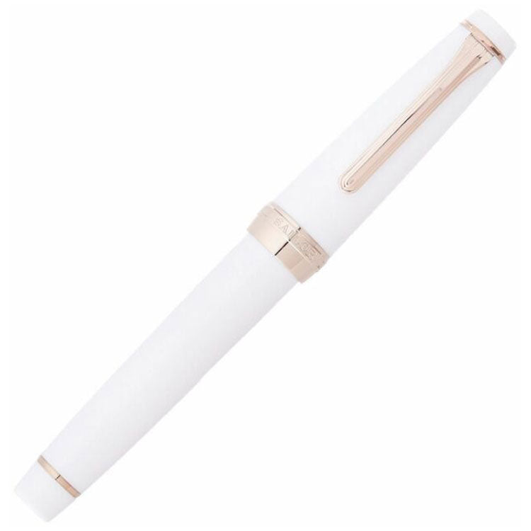 SAILOR Prof Gear Fountain Pen (21K Gold nib with rose gold plating & converter) - White with Rose Gold - Medium Fine Nib