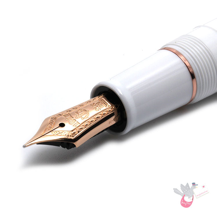 SAILOR Prof Gear Fountain Pen (21K Gold nib with rose gold plating & converter) - White with Rose Gold - Medium Fine Nib