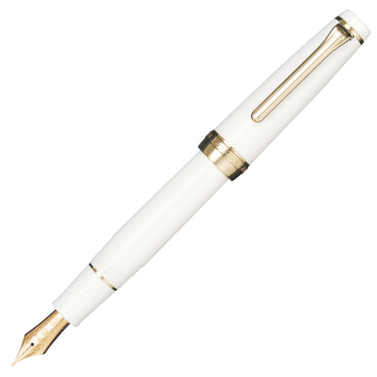 SAILOR Prof Gear Fountain Pen (21K Gold nib with rose gold plating & converter) - White with Rose Gold - Medium Fine Nib