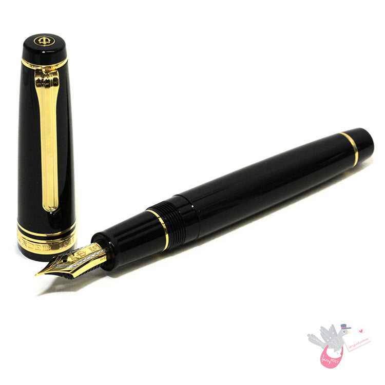 SAILOR Prof Gear (21k bigold rhodium plated nib & converter) - Black/Gold - Broad Nib
