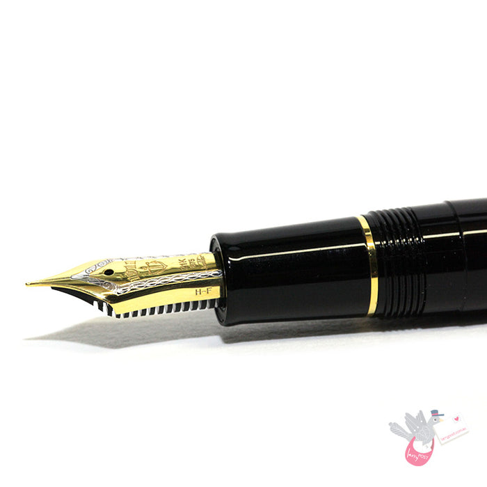 SAILOR Prof Gear (21k bigold rhodium plated nib & converter) - Black/Gold - Zoom Nib